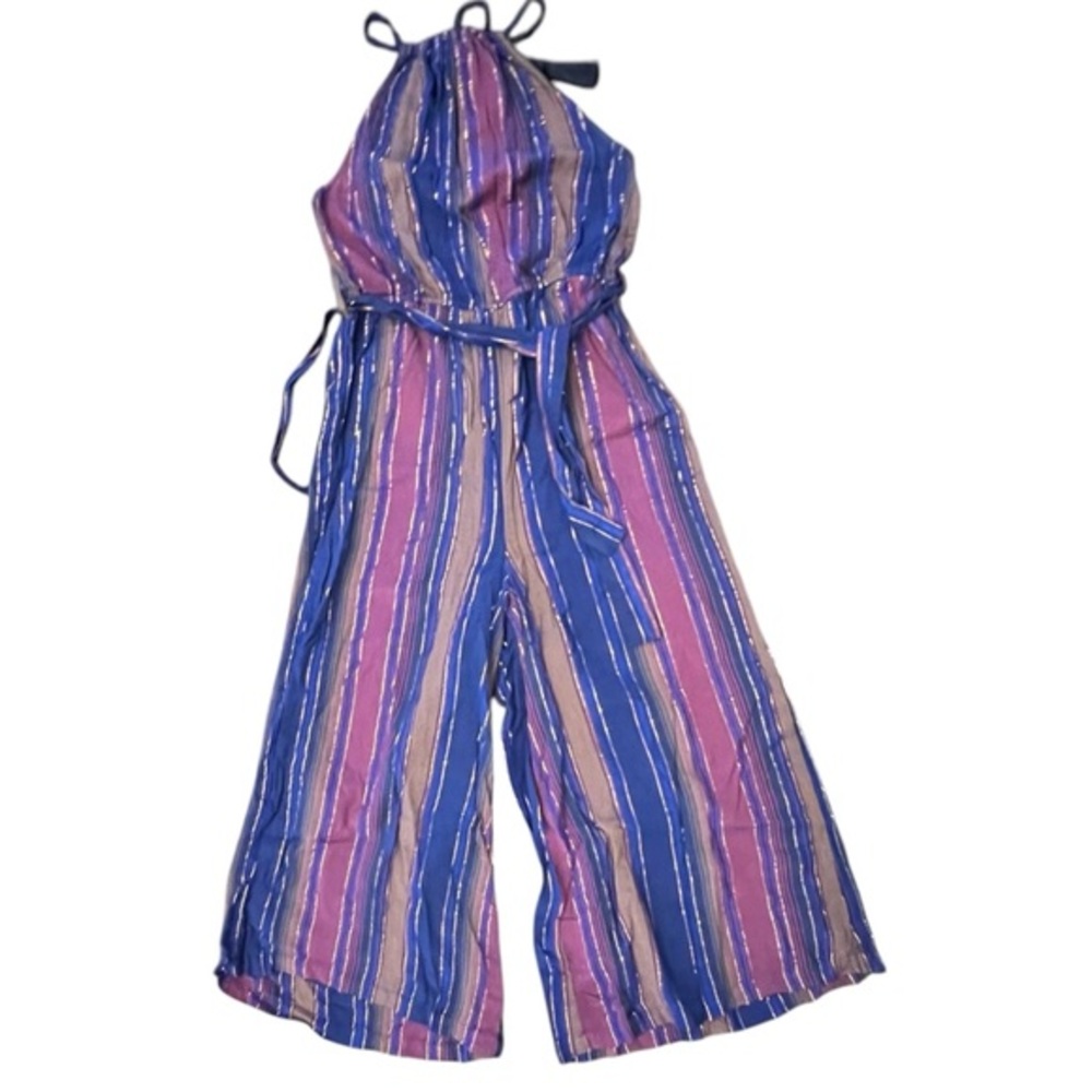 Cleobella Lois Metallic Stripe Wide Leg Jumpsuit Lined Size 6 Anthropologie CUTE - Picture 12 of 12